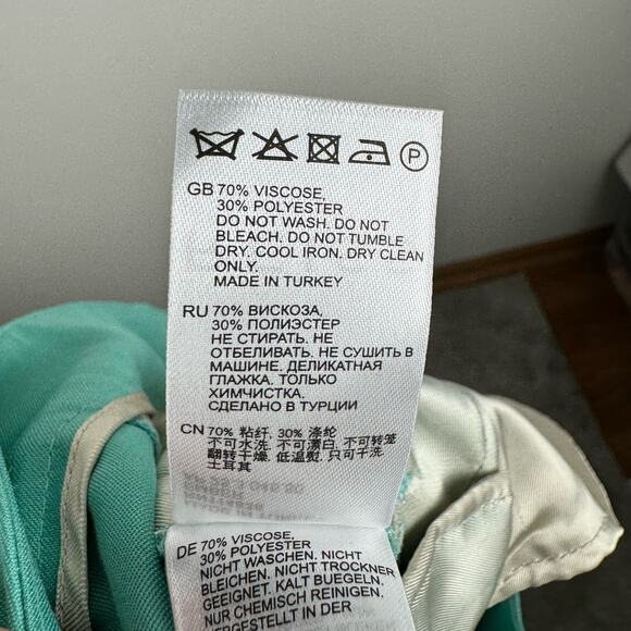 Reiss Ember High-Rise Slim Straight Leg Trouser Pants Size 14 Teal Blue Green - Picture 7 of 11